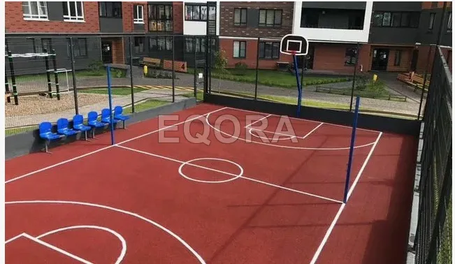 Бесшовное покрытие из резиновой крошки для баскетбольной площадки в Тарко